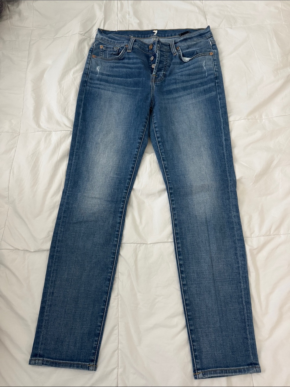 7 For All Mankind Skinny Jeans in Medium Blue